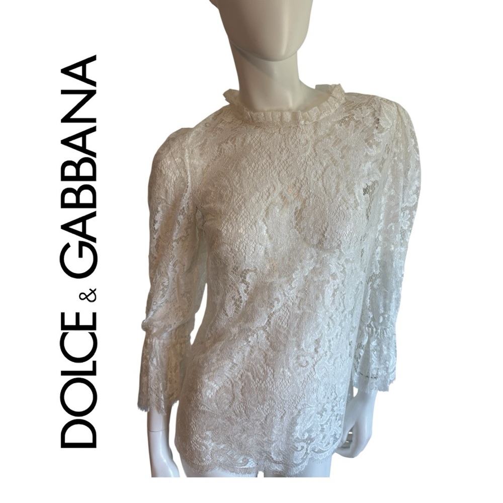 Dolce & Gabbana Ivory Lace Blouse Size 10/46